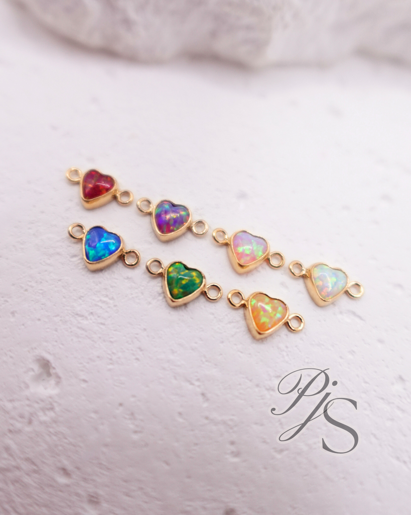 Gold Filled Opal Heart Connectors