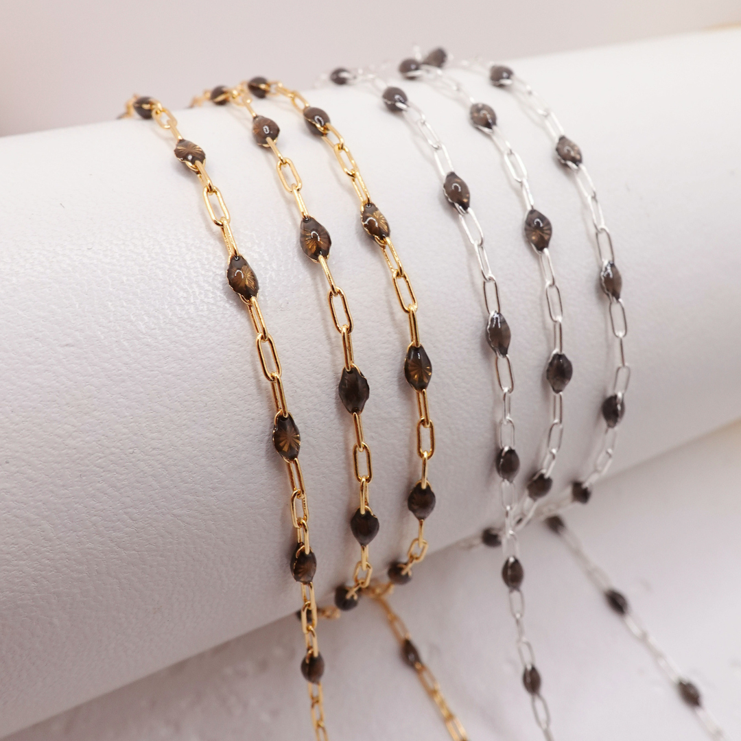 2.3mm Italian Espresso Enamel Sunburst Paperclip Chain