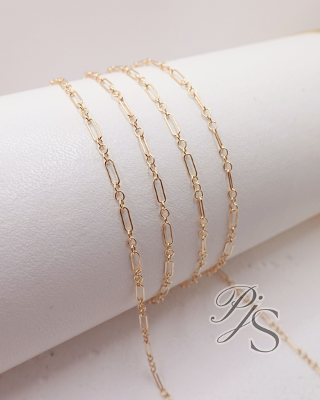 1.7mm Mini Oval Rectangle 3+1 Chain - 14K Gold Filled