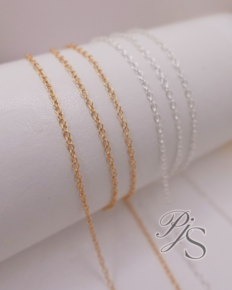 1.7mm Round Cable Chain - 925 Sterling Silver, 14K Gold Filled
