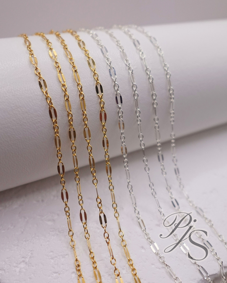 14K Gold Filled, 925 Sterling Silver Lenny Chain 2.5mm