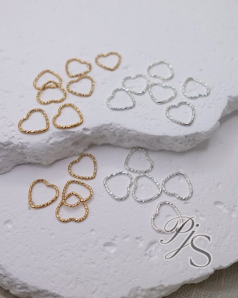 14K Gold Filled or 925 Sterling Silver Textured Heart Connector.