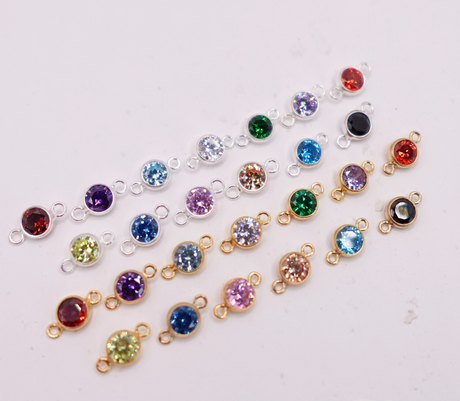 14K gold filled & 925 sterling silver 3mm & 4mm birthstone connectors