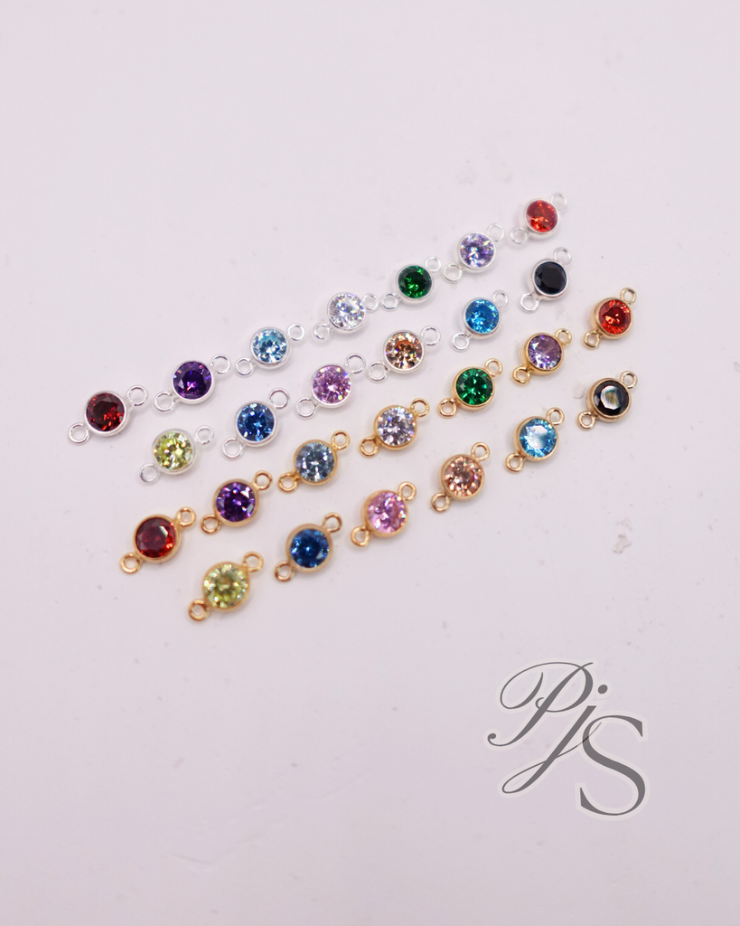 14K gold filled & 925 sterling silver 3mm & 4mm birthstone connectors