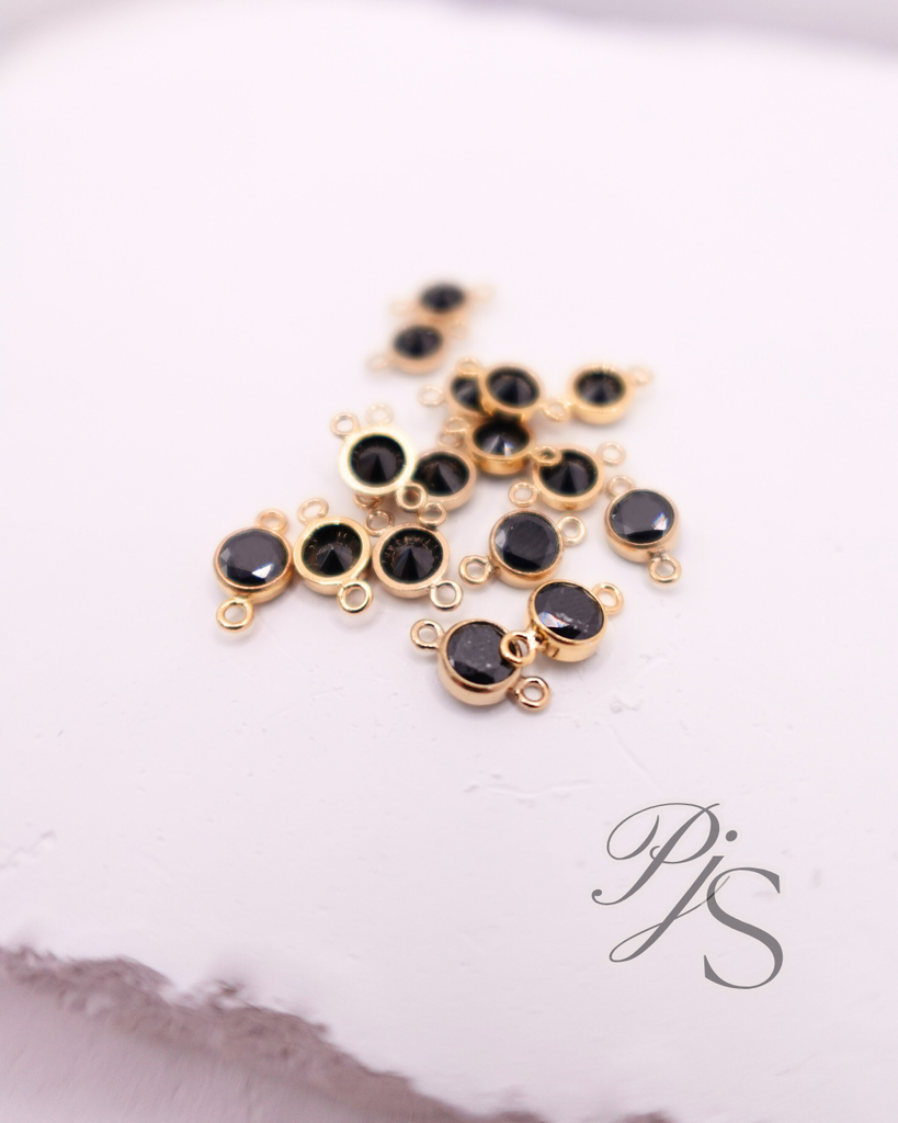 14K gold filled & 925 sterling silver 3mm & 4mm birthstone connectors, black onyx 