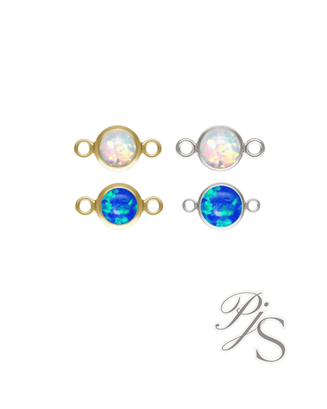 14K Gold Filled, 925 Sterling Silver, White or Blue Opal ConnectorPJS