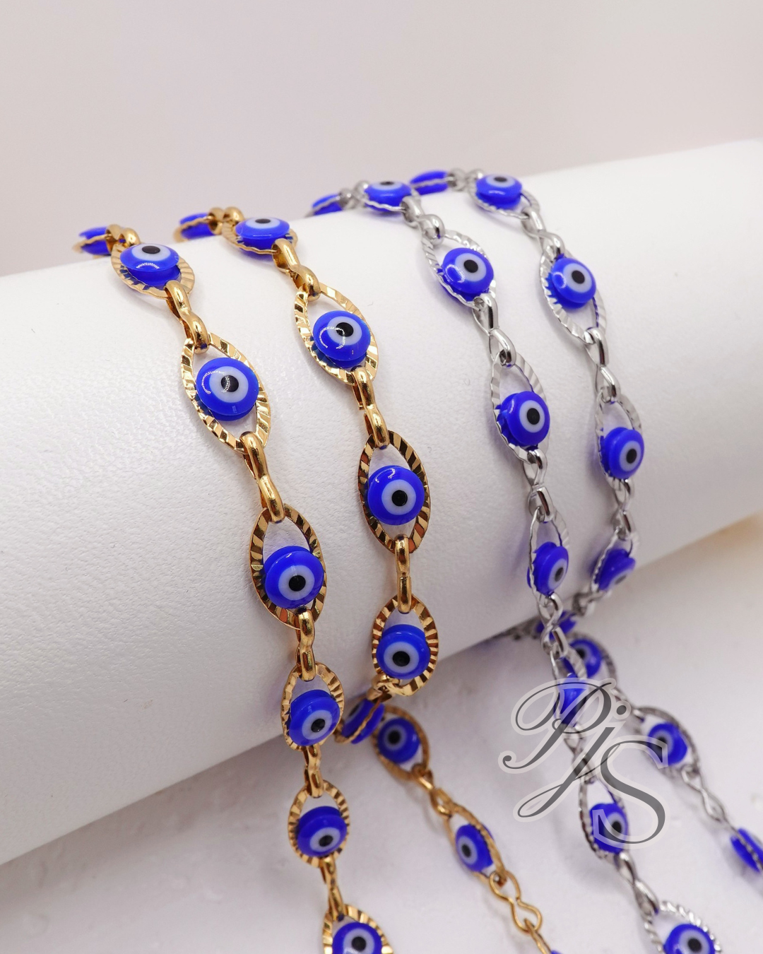 Evil Eye Beaded Chain - Stainless Steel