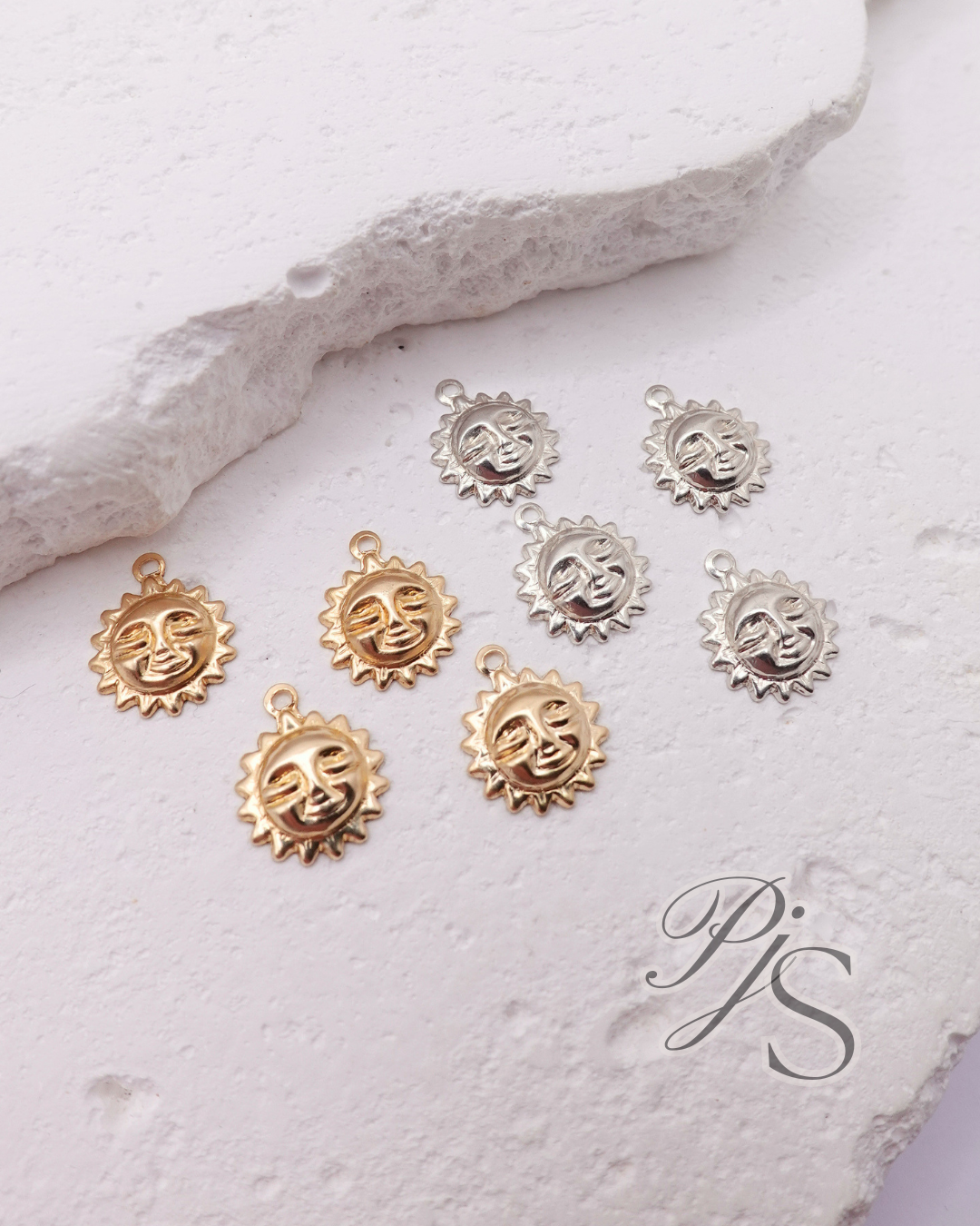 Sun Charm - 14K Gold Filled, Sterling Silver