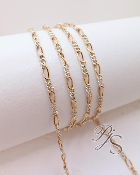 2.5mm Figaro Mixed Metal Chain