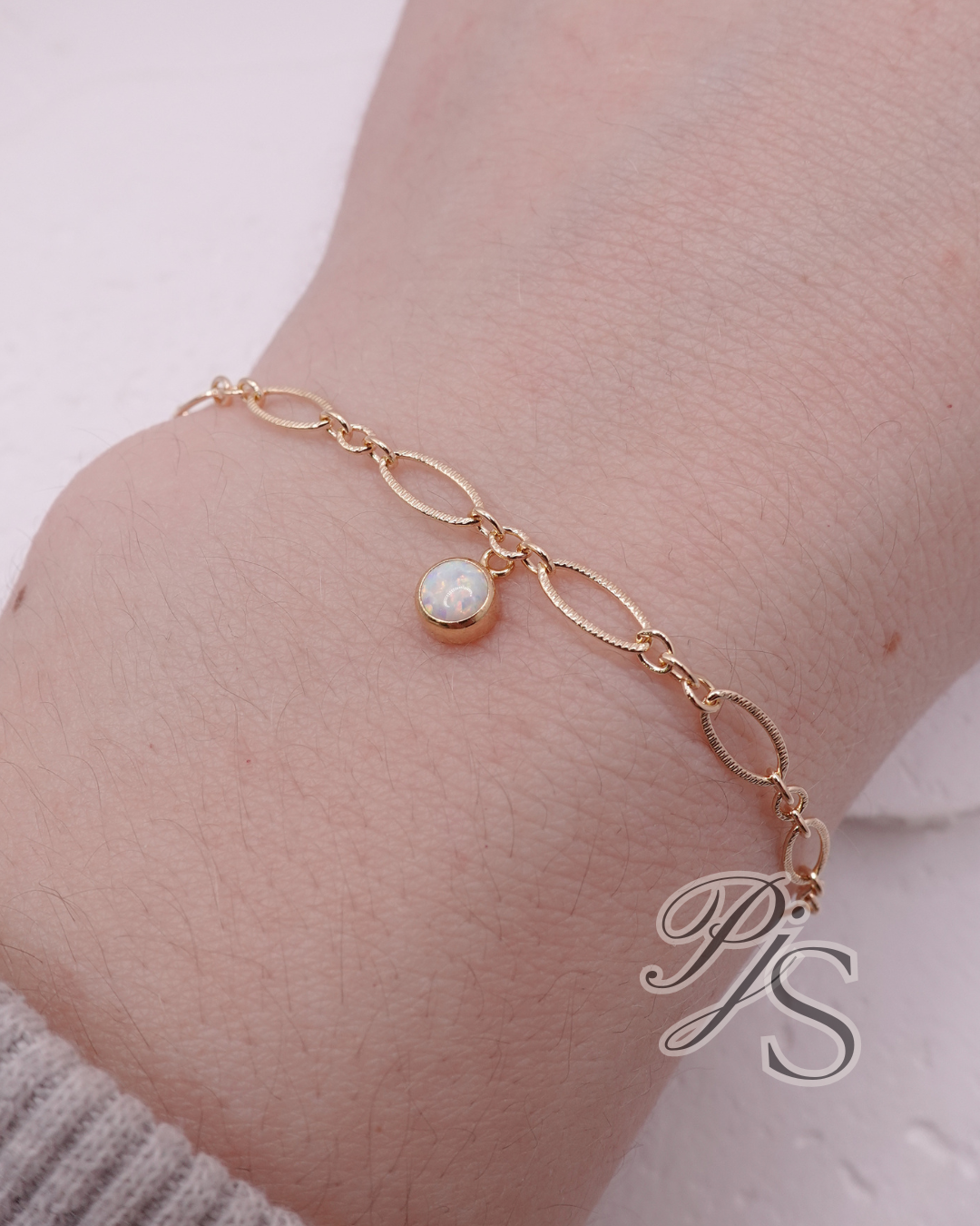 White Opal Round Charm - 14K Gold Filled, Sterling Silver
