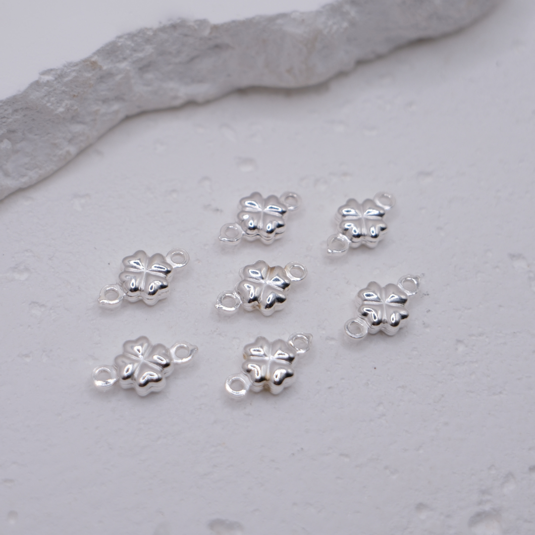 3D Clover Connector - 925 Sterling Silver