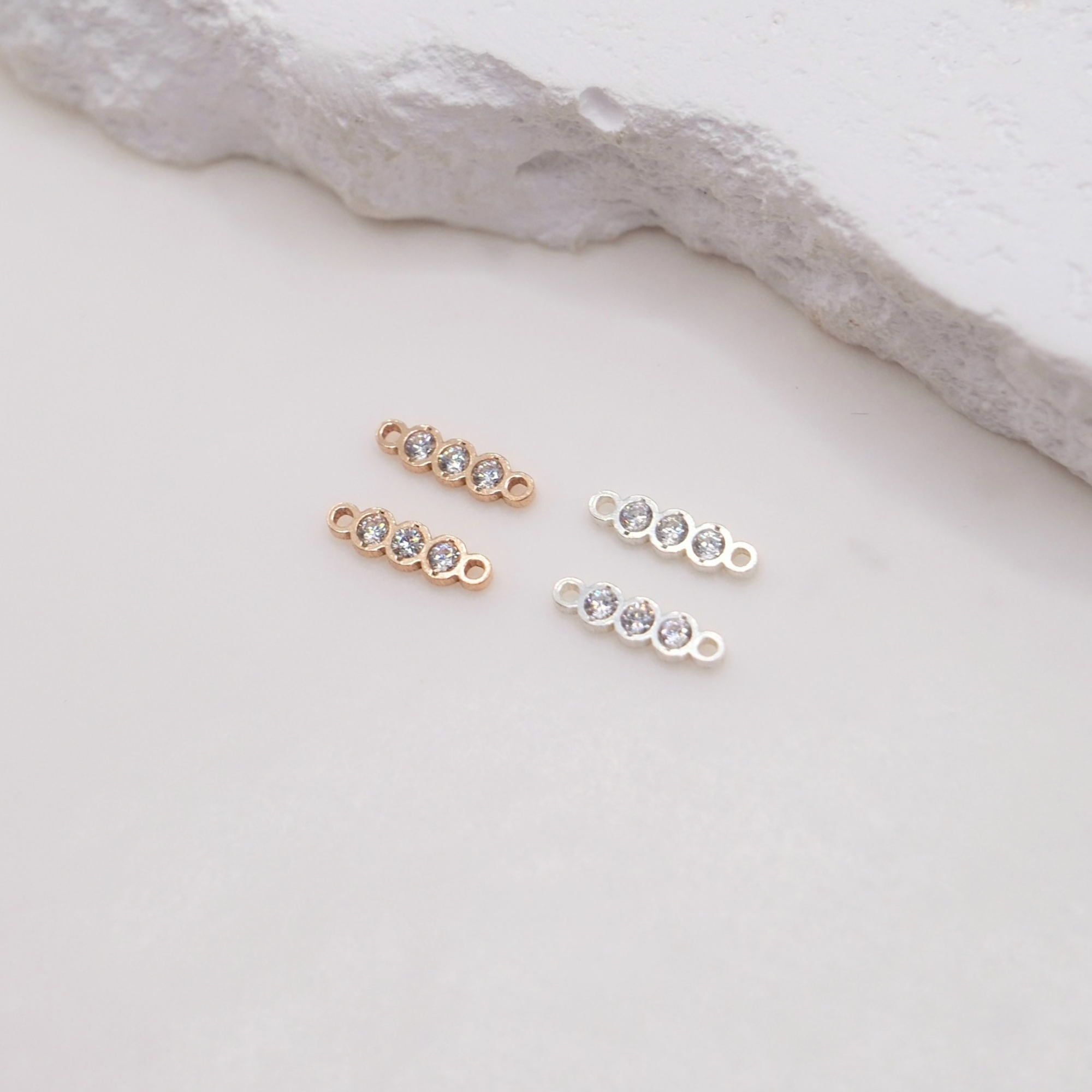 Round Eternity Cubic Zirconia Connector - 14K Gold Filled, 925 Sterling Silver