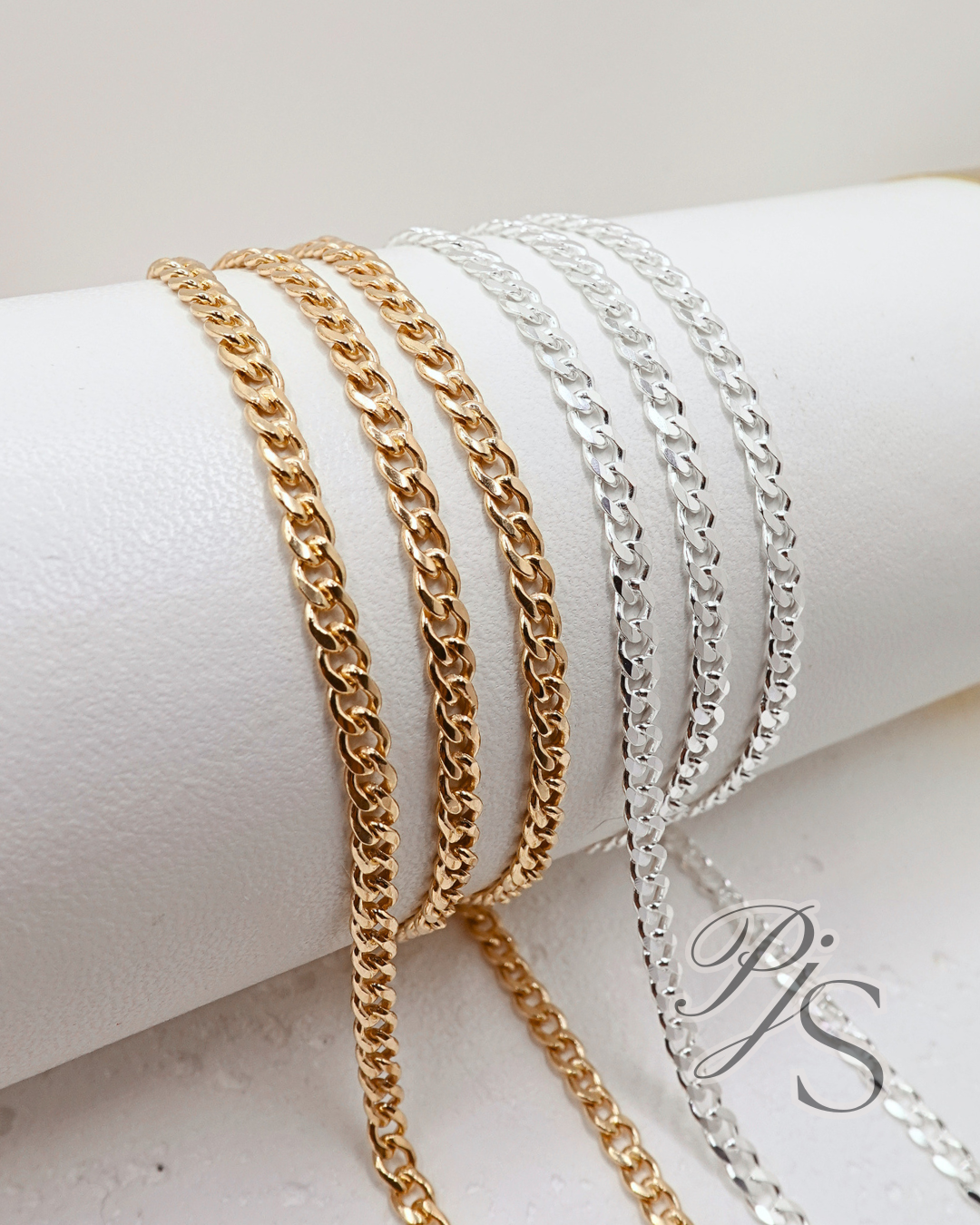 3mm Slimline Curb Chain - 14K Gold Filled, 925 Sterling Silver