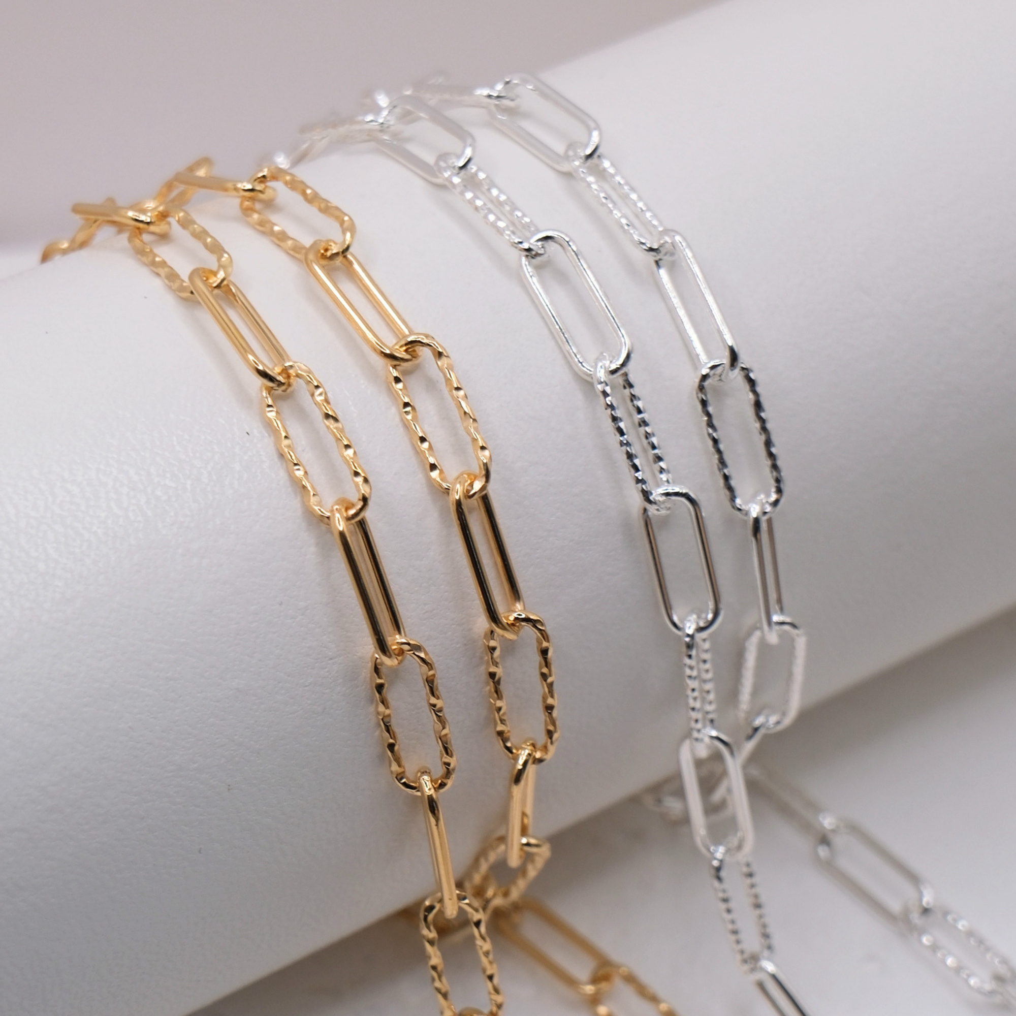 4.4mm Italian XL Textured Paperclip Chain