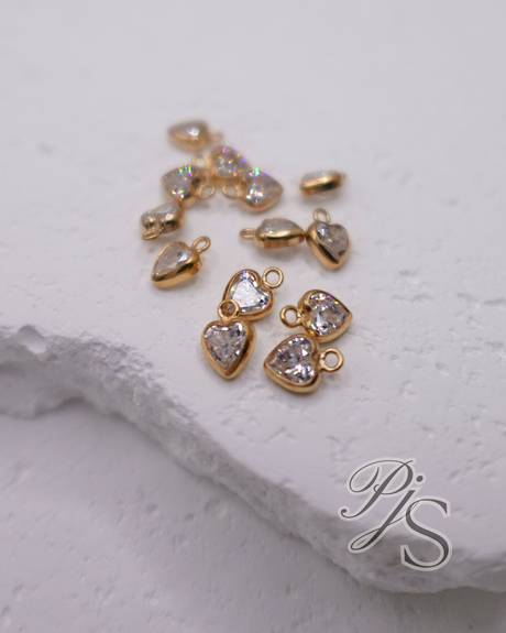 4mm 14k Gold Filled Cubic Zirconia Heart Charm.