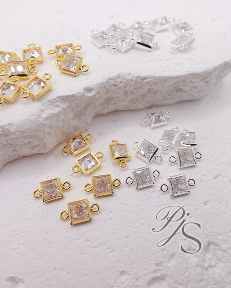 4mm Square Cubic Zirconia Connector