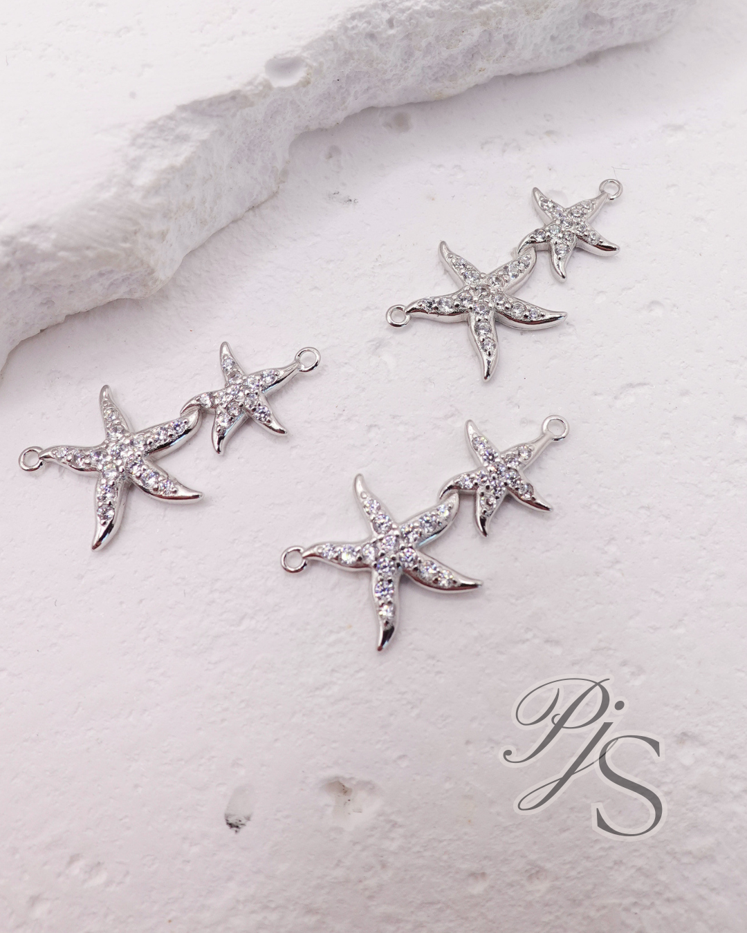 Double Starfish Connector - Sterling Silver