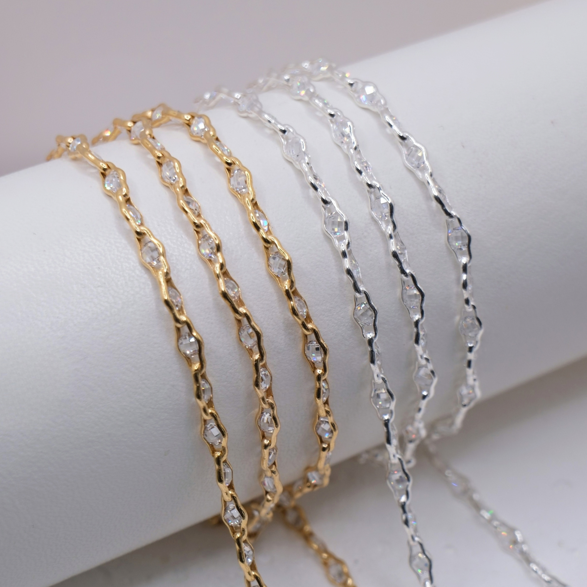 Italian Halo Crystal CZ Chain