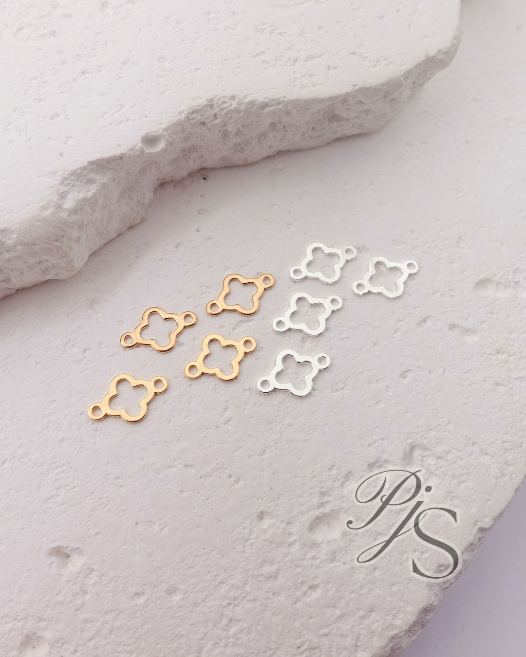 Flat Clover Connector - 14K Gold Filled, Sterling Silver