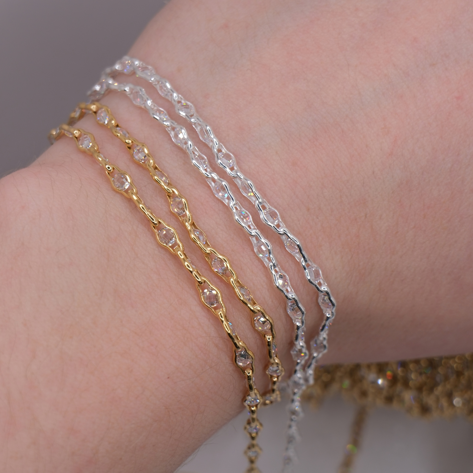 Italian Halo Crystal CZ Chain