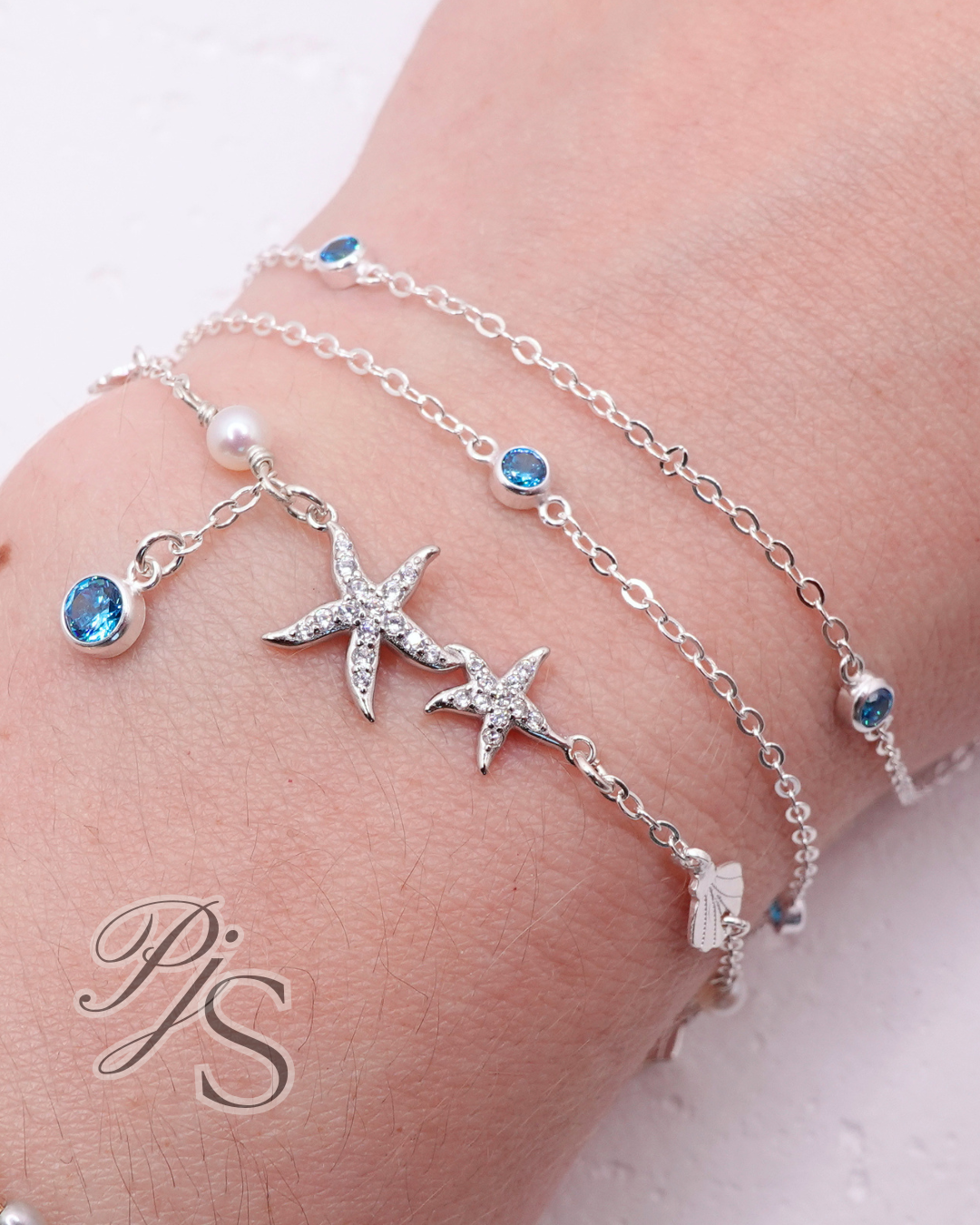 Double Starfish Connector - Sterling Silver