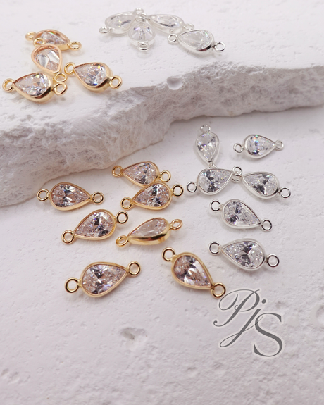 6mm Pear Connector - 14K Gold Filled, 925 Sterling Silver