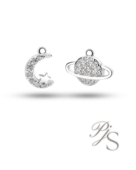 925 Sterling Silver - Planet & Moon CharmPJS