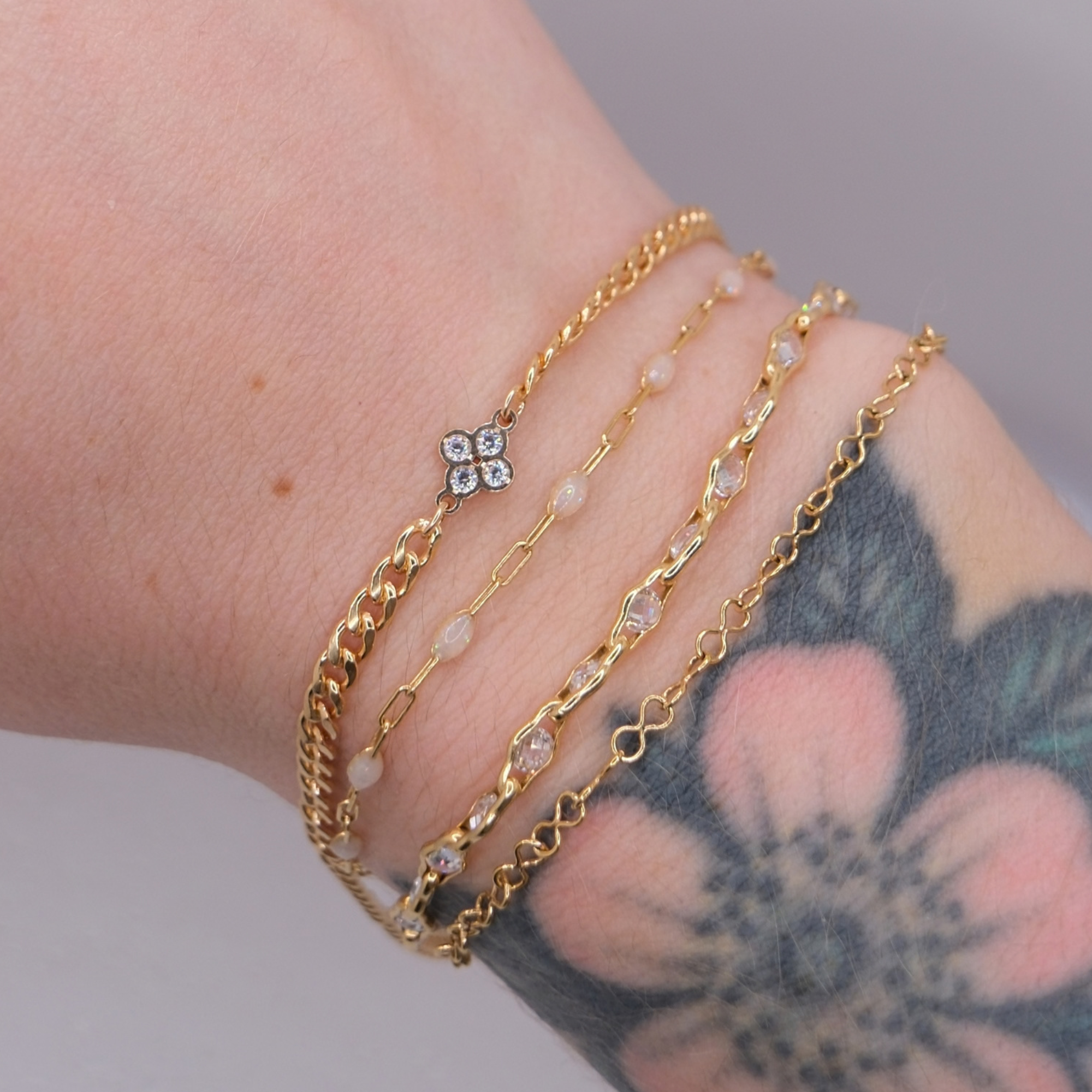 Clover Eternity Cubic Zirconia Connector - 14K Gold Filled, 925 Sterling Silver