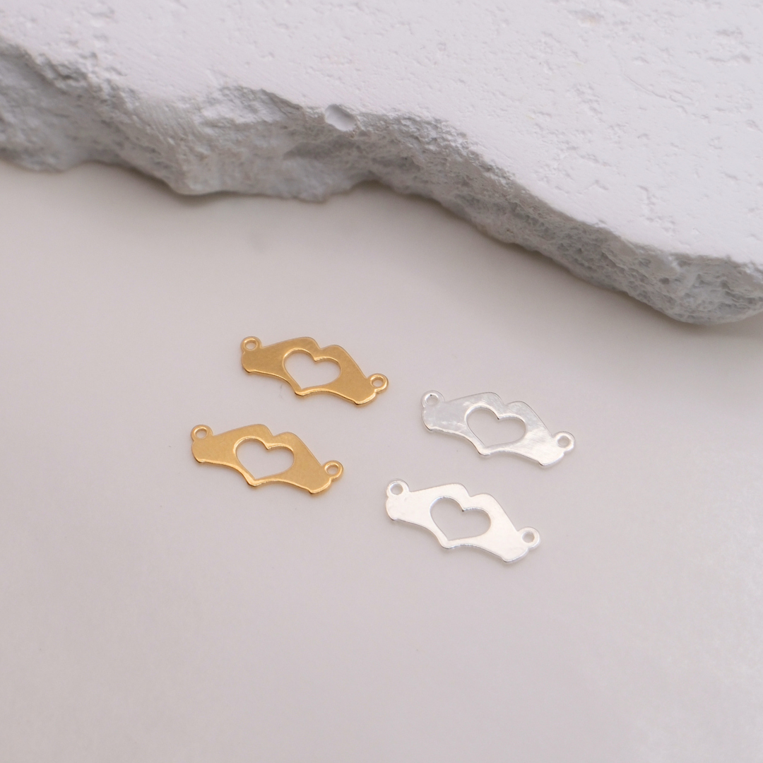 Heart Hands Connector - 14K Gold Filled, 925 Sterling Silver