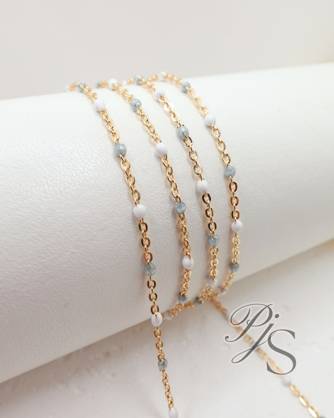 Italian gold filled enamel blue and white chain