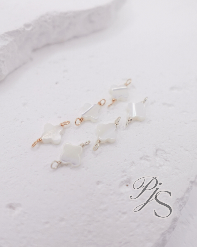 Pearl Clover Connector - 925 Sterling Silver, 14K Gold Filled