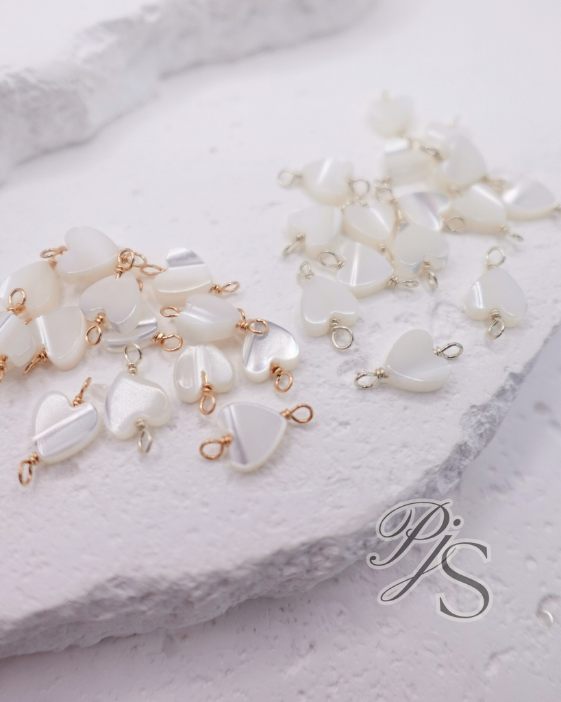 Pearl Heart Connector - 925 Sterling Silver, 14K Gold Filled