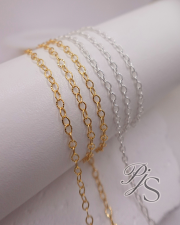 Textured Oval Cable Chain - 925 Sterling Silver & 14K Gold Filled