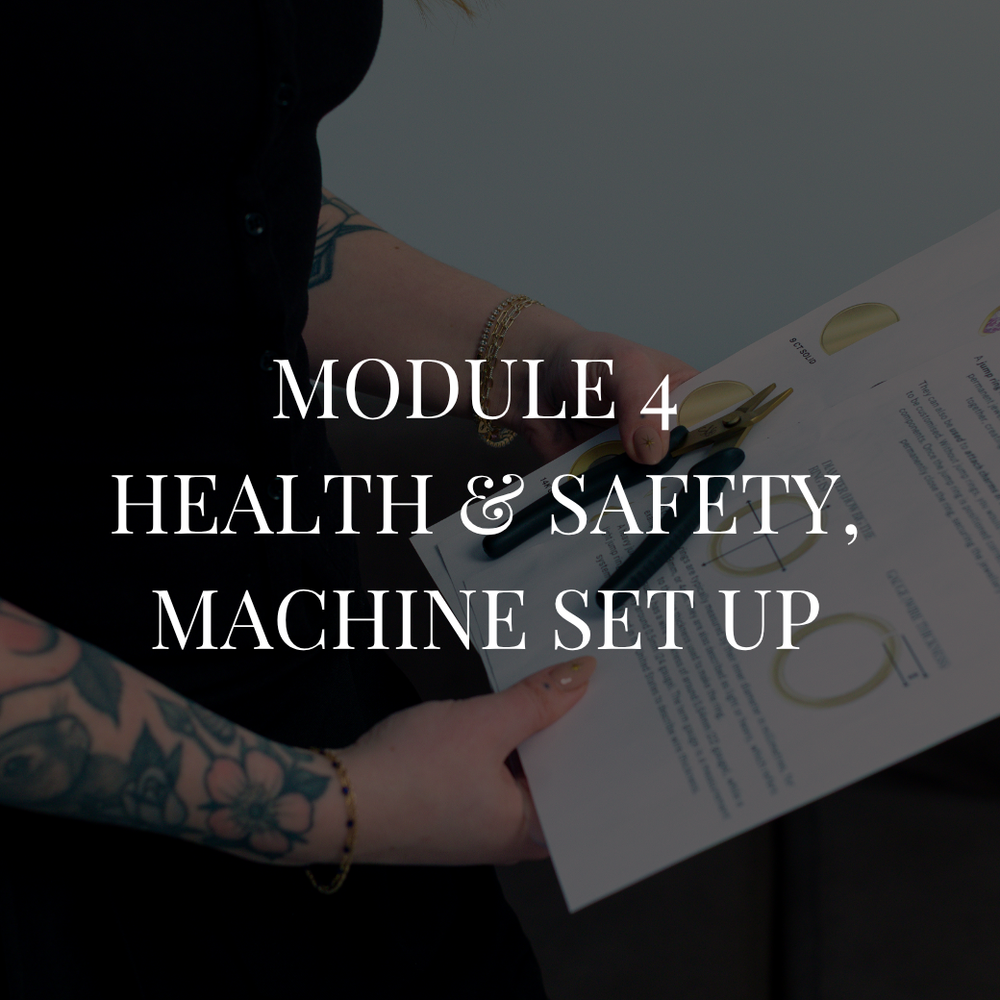 Module 4 health and safety and welding machine setup lesson from the ABT Accredited PJS UK Academy permanent jewellery training course.