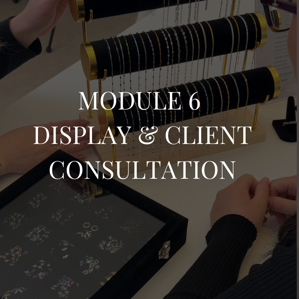 Module 6 client consultation and display training from the PJS UK Academy online permanent jewellery course.